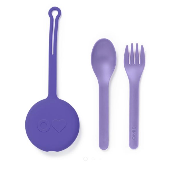 OmieBox Conjunto de Utensílios Infantis com Capa - Lilás