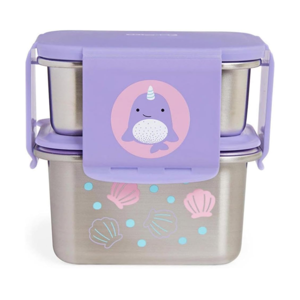 Kit Lanche Aço Inox Zoo Baleia Narval, Skip Hop, Rosa