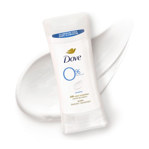Dove Desodorante 0% alumínio em bastão sensível, desodorante não irritante para cuidados com as axilas Kindest desodorante sem alumínio 74 ml