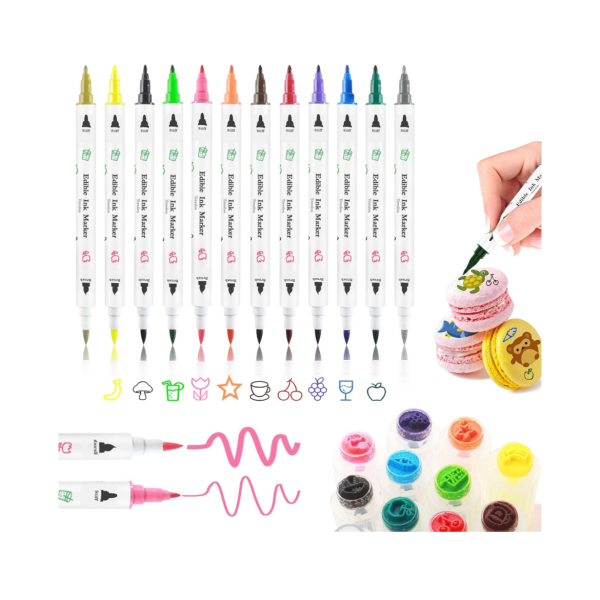 Kit com 12 Canetinhas alimentícia ponta dupla